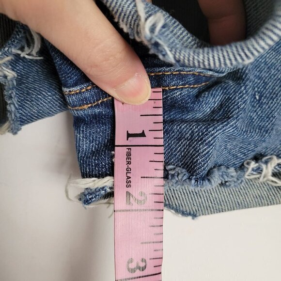 GRLFRND Revolve Cindy High Rise Button Fly Distressed Raw Hem Denim Jean Shorts - Picture 8 of 14